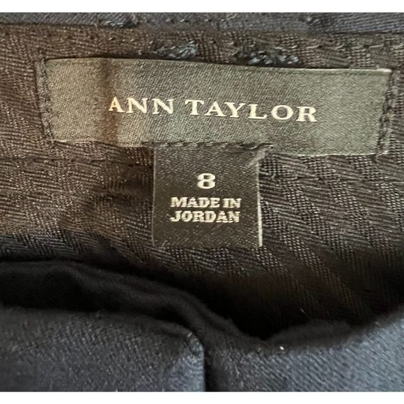 Ann Taylor Pants Womens Size 8 Blue Mid Rise Straight Leg Hook Eye Close Career - Picture 2 of 9